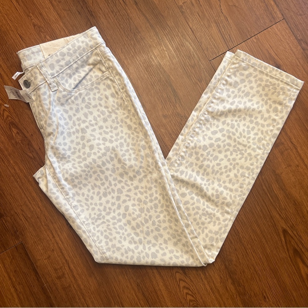 Loft Size 0 Leopard Print Modern Skinny Pants Neutral Low Waist Slim Fit New